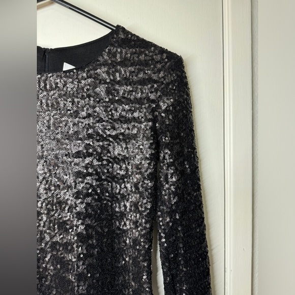 NWT Bailey 44 Heart Of Glass Allover Sequins Black Mini Long Sleeve Dress XS - Picture 6 of 17